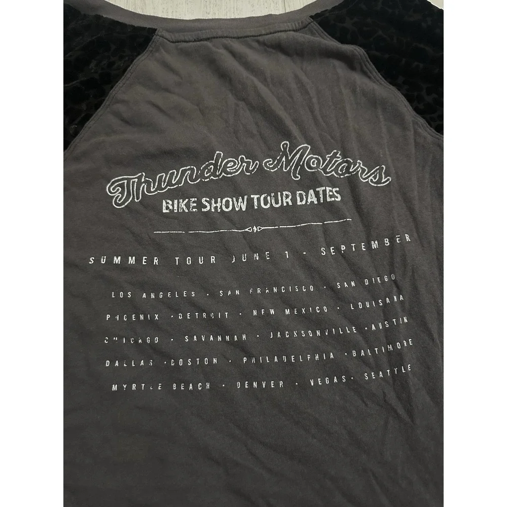 NWT Free People Top Velvet Leopard Sz‎ S Thunder Motors Motorcycle Gray $98